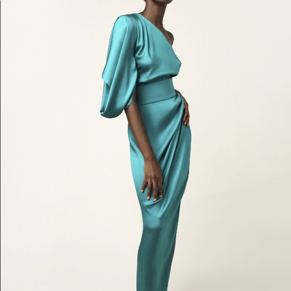 Ralph & Russo Light Teal Asymmetric Ava Dress